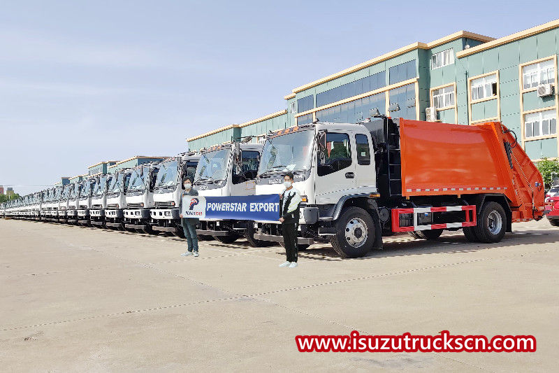 40 pcs Isuzu FVR 15 cbm trash compactor truck Pagpapadala sa YEMAN
    