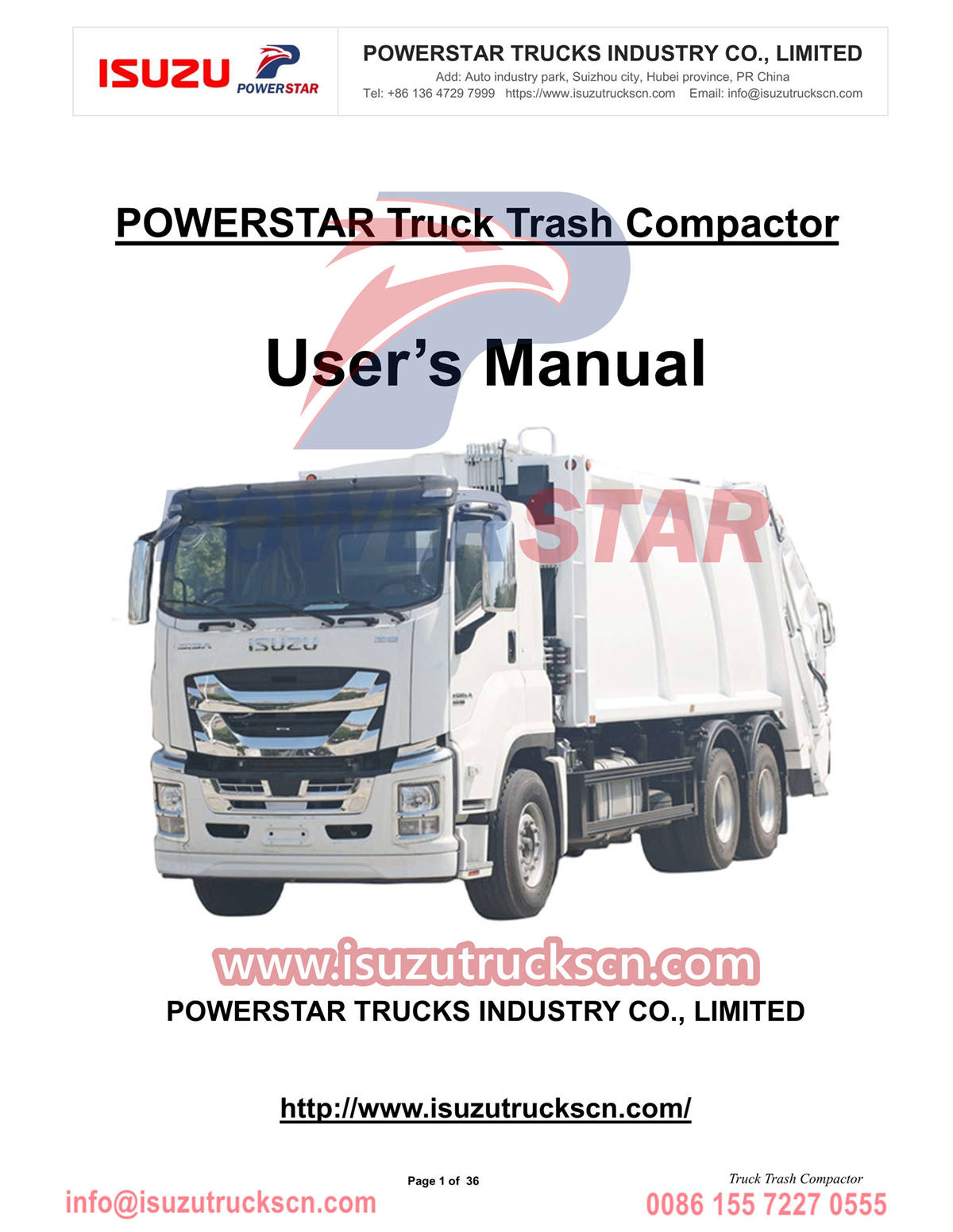 Ang customer ng Jordan ay bumili ng POWERSTAR Isuzu GIGA 22cbm truck trash compactor
    