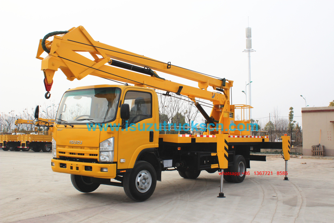 Syria 19m ISUZU NPR Aerial Bucket Crane truck platform working vehicle
    