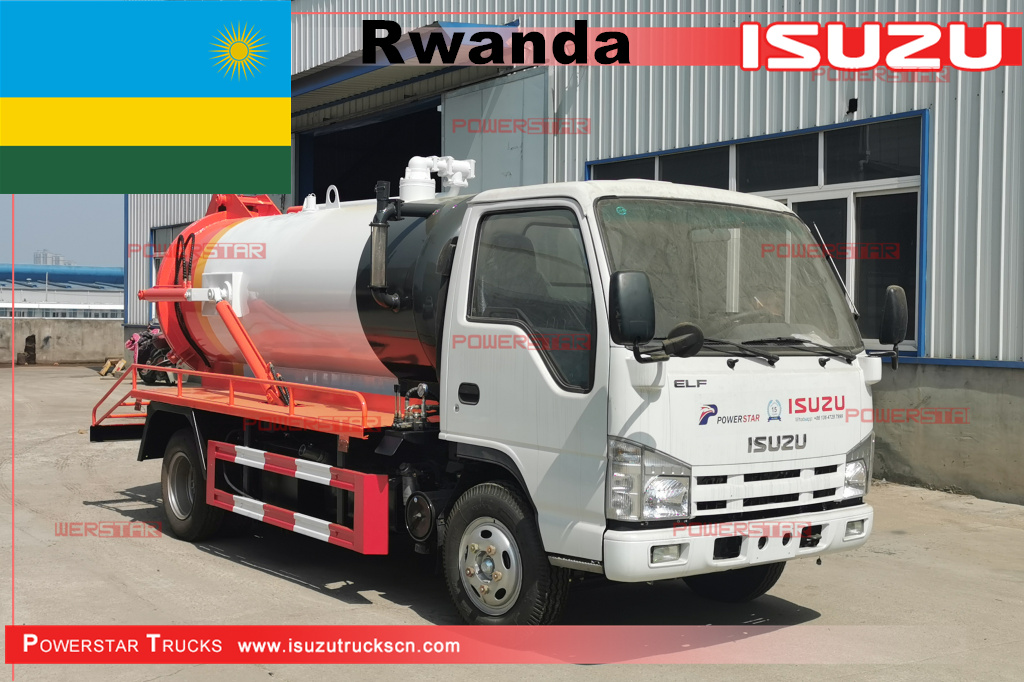 Rwanda - ISUZU 4,000L vacuum tanker na Mobile Sewage Suction Truck
    